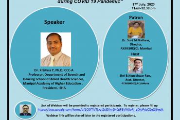 Webinar on Infection Control in Audiology and Speech Language Pathology during COVID 19 Pandemic